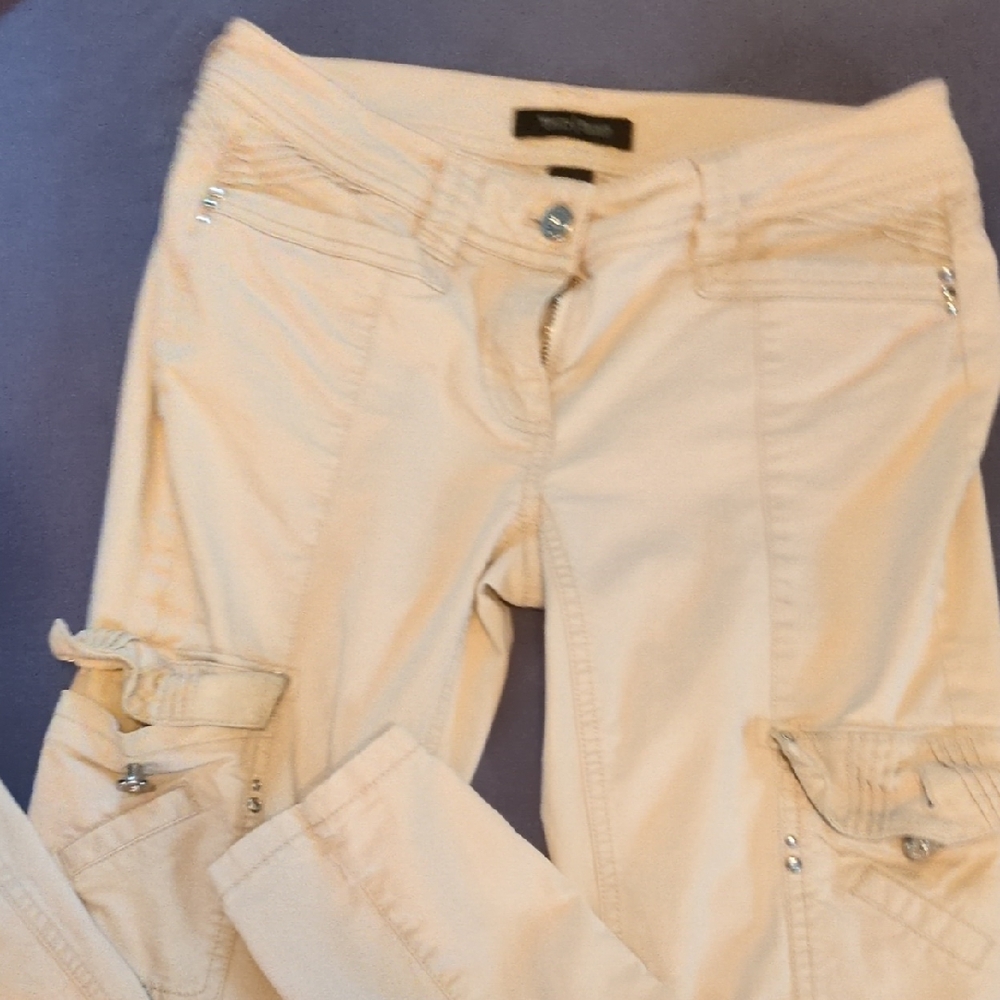 White House Black Market Cream Cargo Pants Skinny Leg